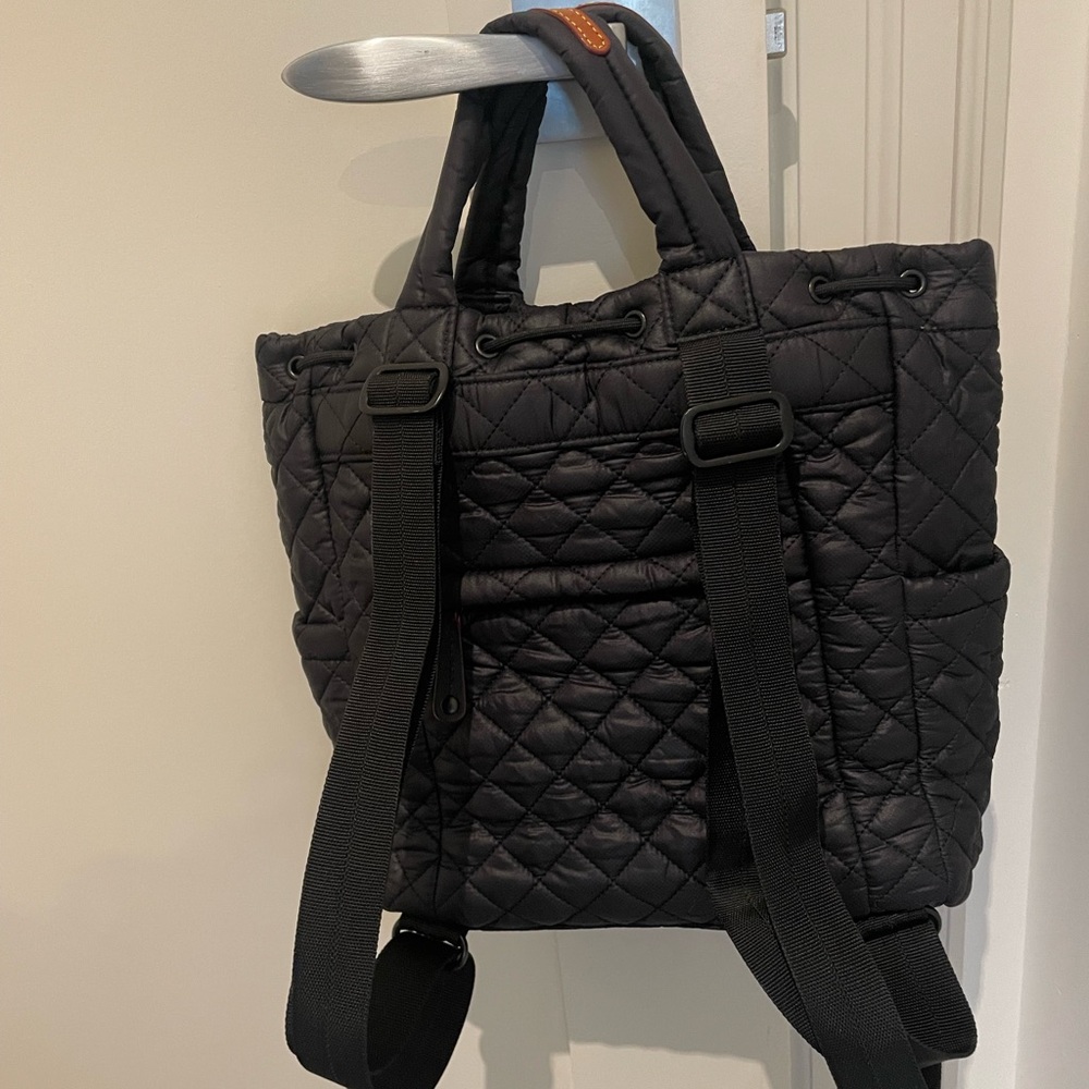 MZ Wallace Black Quilted convertible Tote-Backpack - Picture 3 of 7